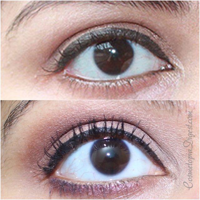 Benefit Roller Lash Mascara review, results, before and after photos of curled eyelashes. 