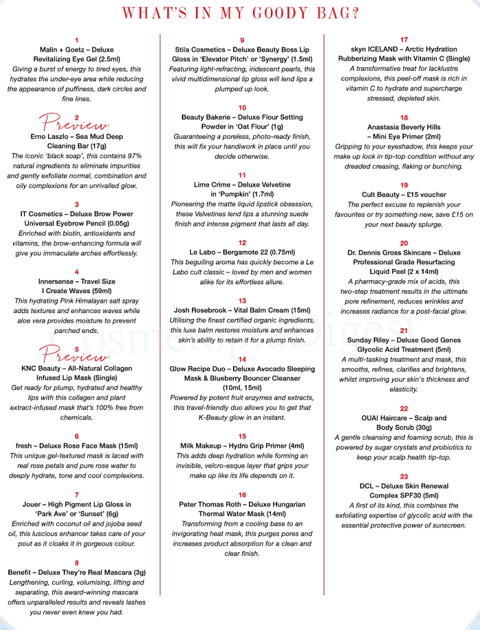 Here are the full contents and spoilers of the Cult Beauty Autumn 2019 Goody Bag