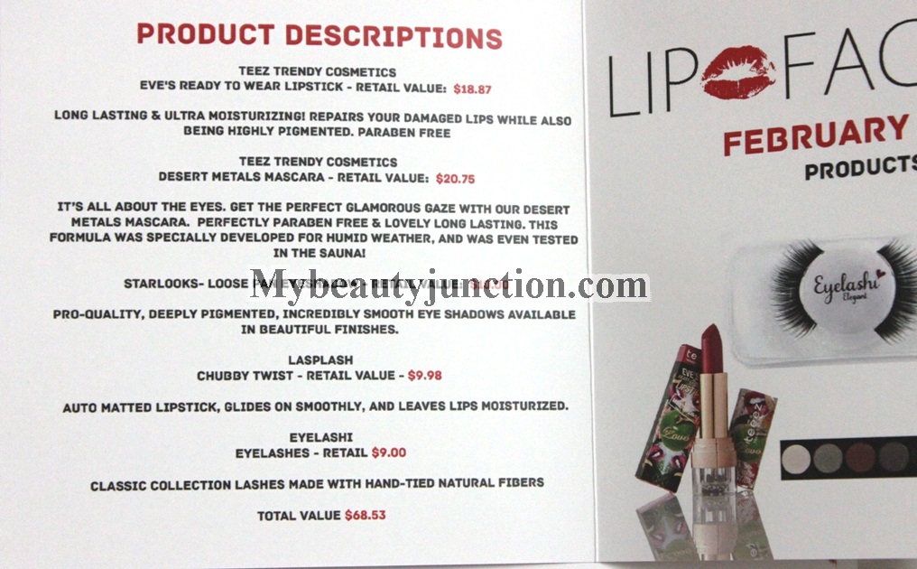 Lip Factory February 2014 unboxing, review, contents: International Beauty Box