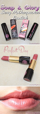 Here are swatches and review of Soap & Glory Sexy Mother Pucker Satin Lipstick in Perfect Day.